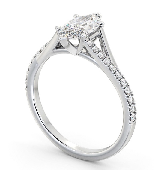 Marquise Diamond Engagement Ring 18K White Gold Solitaire with Offset Side Stones ENMA26S_WG_THUMB1 