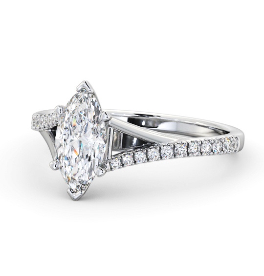  Marquise Diamond Engagement Ring 18K White Gold Solitaire With Side Stones - Apelton ENMA26S_WG_THUMB2 