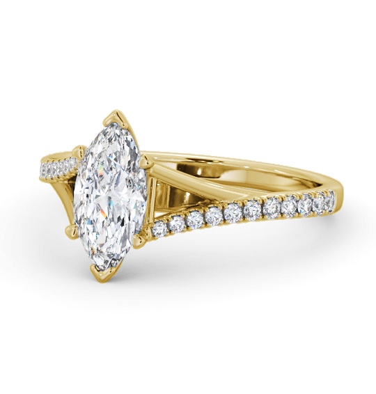 Marquise Diamond Engagement Ring 18K Yellow Gold Solitaire with Offset Side Stones ENMA26S_YG_THUMB2 