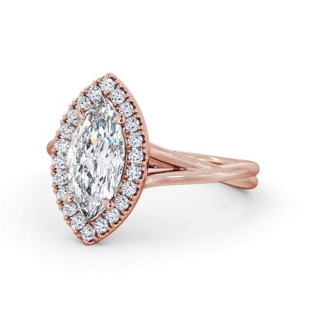 Halo Marquise Diamond Engagement Ring 18K Rose Gold - Nermina ENMA27_RG_FLAT