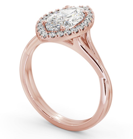 Halo Marquise Diamond Crossover Band Engagement Ring 18K Rose Gold ENMA27_RG_THUMB1