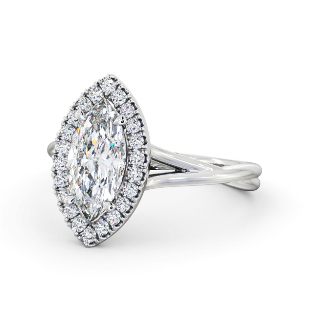 Halo Marquise Diamond Engagement Ring 18K White Gold - Nermina ENMA27_WG_FLAT