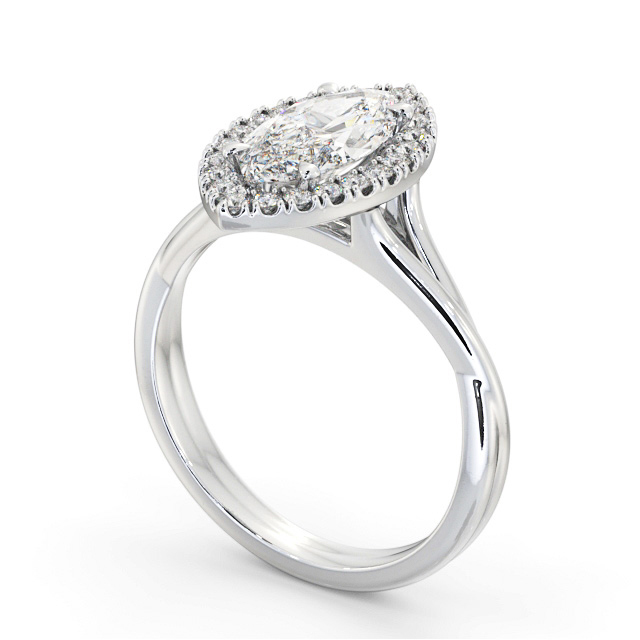 Halo Marquise Diamond Engagement Ring 18K White Gold - Nermina ENMA27_WG_SIDE