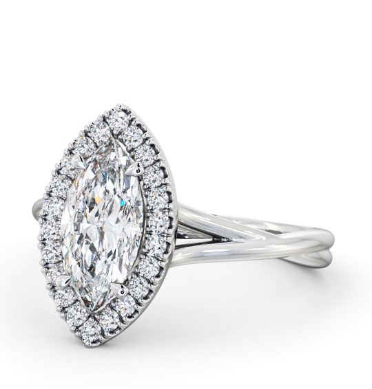 Halo Marquise Diamond Crossover Band Engagement Ring 18K White Gold ENMA27_WG_THUMB2 
