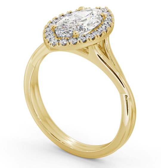 Halo Marquise Diamond Crossover Band Engagement Ring 9K Yellow Gold ENMA27_YG_THUMB1