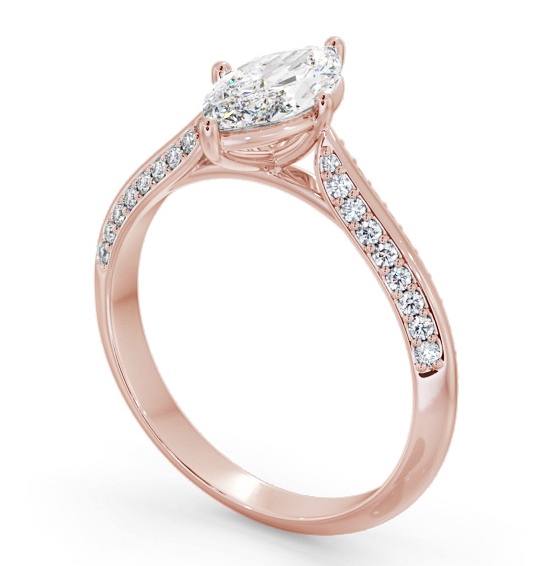 Marquise Diamond Knife Edge Band Engagement Ring 18K Rose Gold Solitaire with Channel Set Side Stones ENMA27S_RG_THUMB1 
