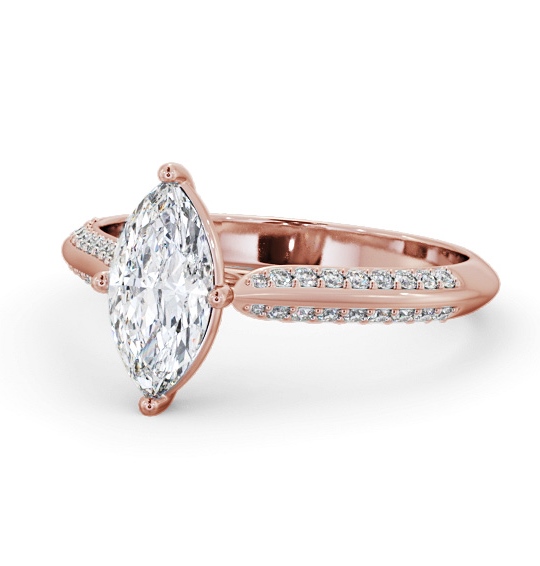 Marquise Diamond Knife Edge Band Engagement Ring 18K Rose Gold Solitaire with Channel Set Side Stones ENMA27S_RG_THUMB2 