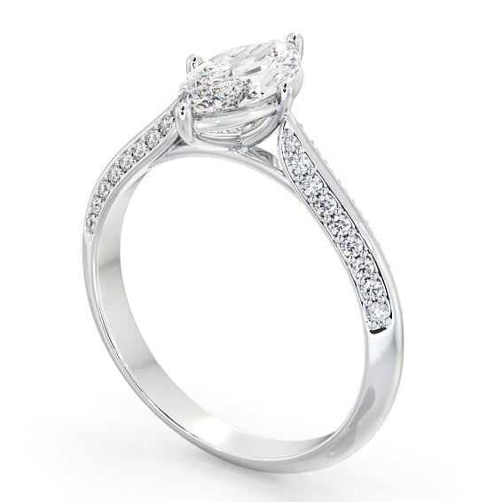 Marquise Diamond Knife Edge Band Engagement Ring Palladium Solitaire with Channel Set Side Stones ENMA27S_WG_THUMB1 