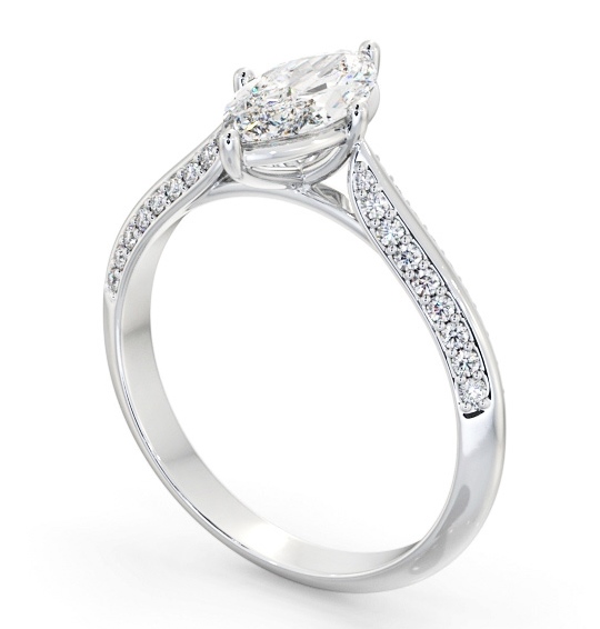 Marquise Diamond Knife Edge Band Engagement Ring Palladium Solitaire with Channel Set Side Stones ENMA27S_WG_THUMB1