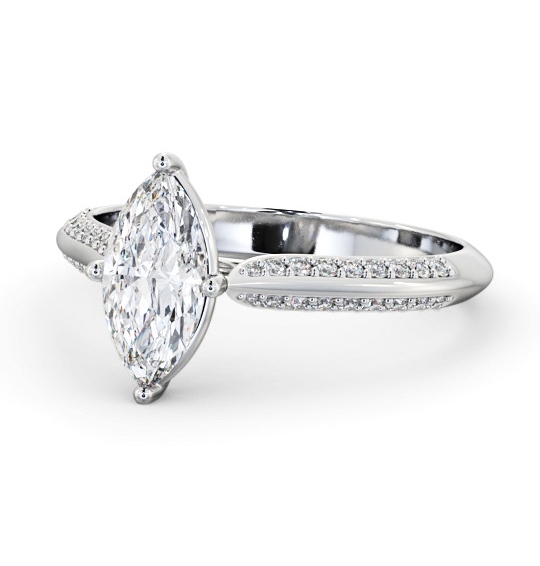 Marquise Diamond Knife Edge Band Engagement Ring Platinum Solitaire with Channel Set Side Stones ENMA27S_WG_THUMB2 