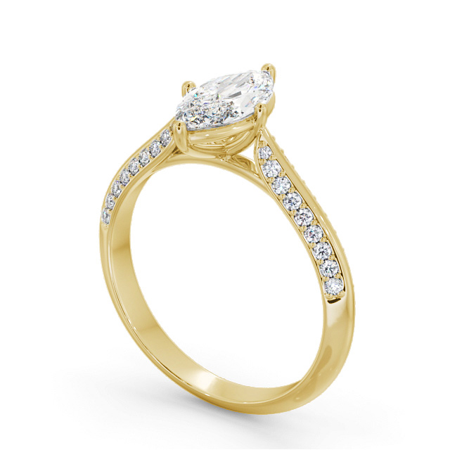 Marquise Diamond Engagement Ring 18K Yellow Gold Solitaire With Side Stones - Kavan ENMA27S_YG_SIDE