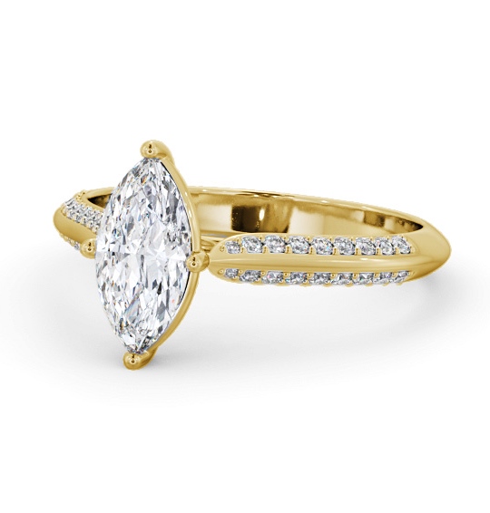 Marquise Diamond Knife Edge Band Engagement Ring 18K Yellow Gold Solitaire with Channel Set Side Stones ENMA27S_YG_THUMB2 