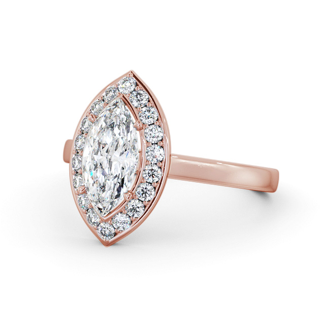 Halo Marquise Diamond Engagement Ring 9K Rose Gold - Maraig ENMA29_RG_FLAT
