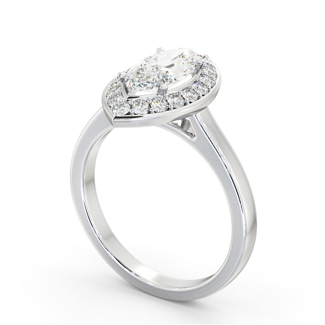 Halo Marquise Diamond Engagement Ring 18K White Gold - Maraig ENMA29_WG_SIDE