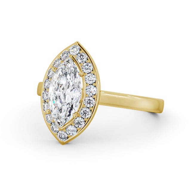 Halo Marquise Diamond Engagement Ring 9K Yellow Gold - Maraig ENMA29_YG_FLAT