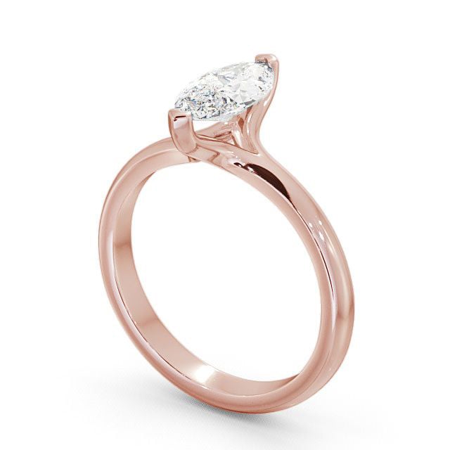 Marquise Diamond Engagement Ring 9K Rose Gold Solitaire - Bisley