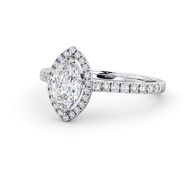 Halo Marquise Diamond Engagement Ring 18K White Gold - Laurel ENMA33_WG_FLAT