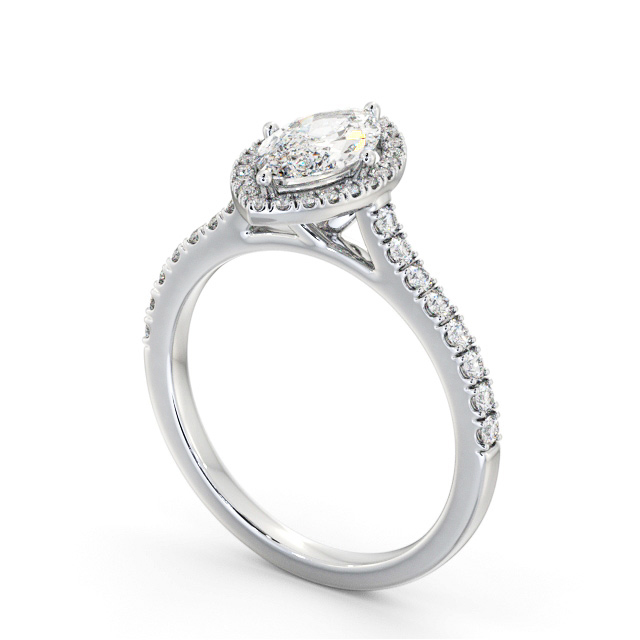 Halo Marquise Diamond Engagement Ring 18K White Gold - Laurel ENMA33_WG_SIDE