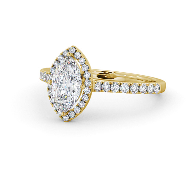 Halo Marquise Diamond Engagement Ring 18K Yellow Gold - Laurel ENMA33_YG_FLAT