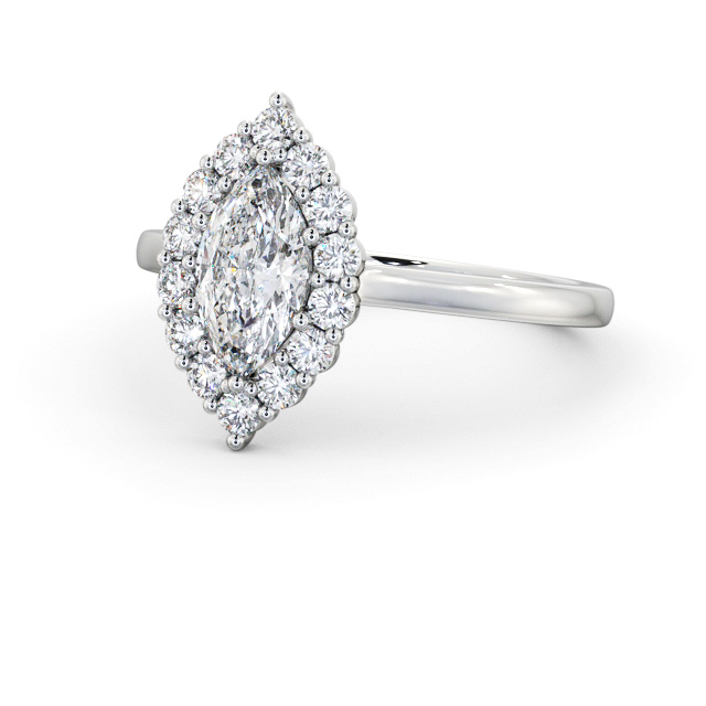 Halo Marquise Diamond Engagement Ring 18K White Gold - Avila ENMA34_WG_FLAT