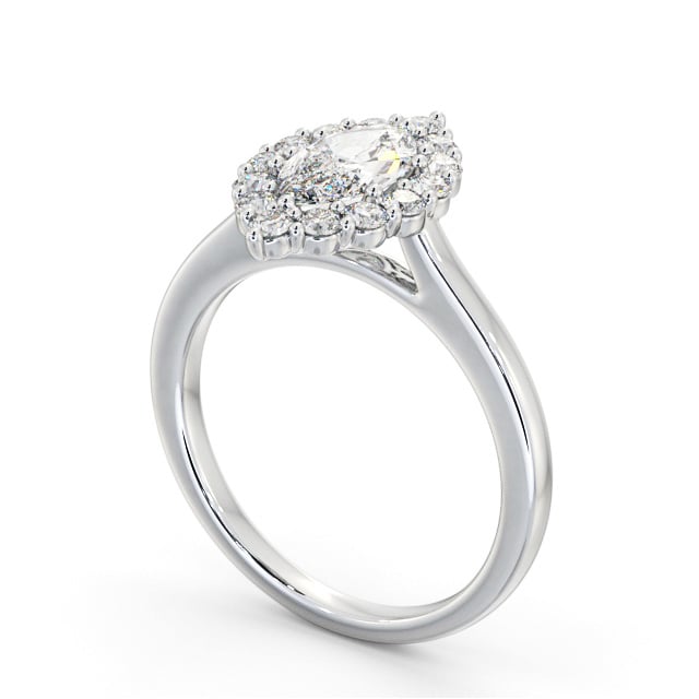 Halo Marquise Diamond Engagement Ring 18K White Gold - Avila ENMA34_WG_SIDE