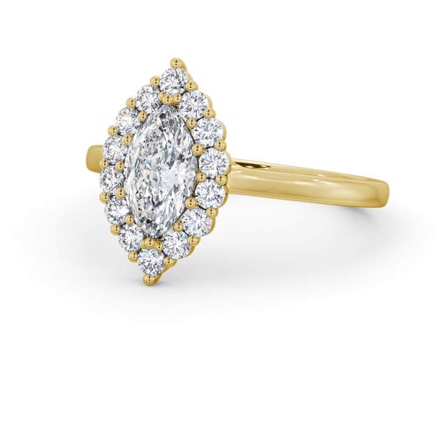 Halo Marquise Diamond Engagement Ring 9K Yellow Gold - Avila ENMA34_YG_FLAT