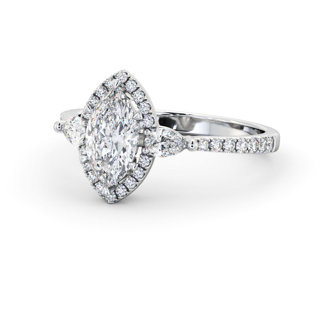 Halo Marquise Diamond Engagement Ring Palladium - Maisey ENMA35_WG_FLAT