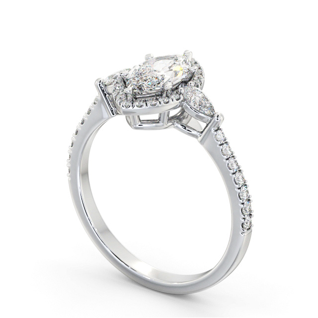 Halo Marquise Diamond Engagement Ring 18K White Gold - Maisey ENMA35_WG_SIDE