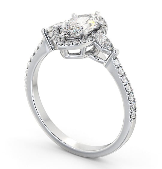 Halo Marquise with Pear Diamond Engagement Ring 18K White Gold ENMA35_WG_THUMB1 