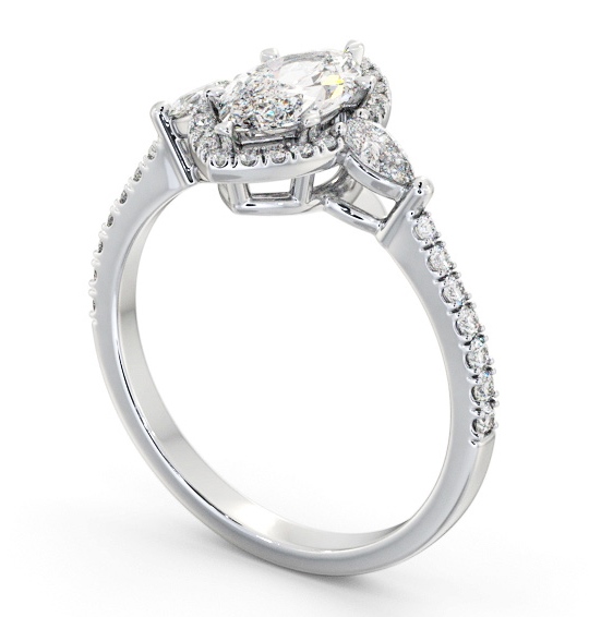 Halo Marquise with Pear Diamond Engagement Ring Platinum ENMA35_WG_THUMB1 