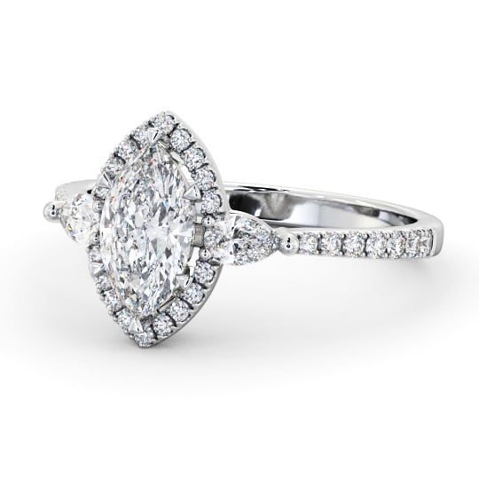 Halo Marquise with Pear Diamond Engagement Ring 18K White Gold ENMA35_WG_THUMB2 