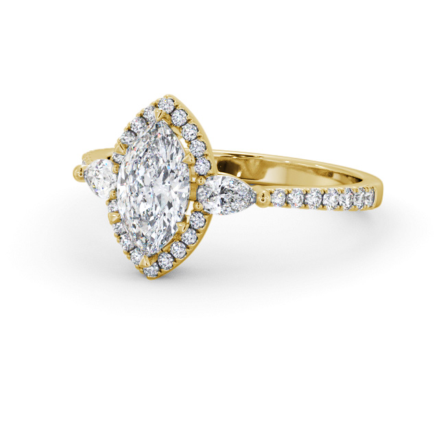 Halo Marquise Diamond Engagement Ring 9K Yellow Gold - Maisey ENMA35_YG_FLAT