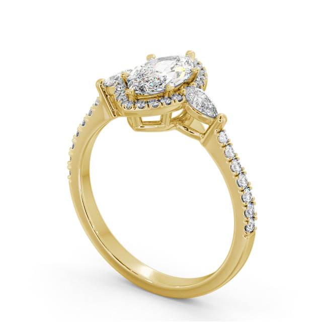 Halo Marquise Diamond Engagement Ring 18K Yellow Gold - Maisey ENMA35_YG_SIDE