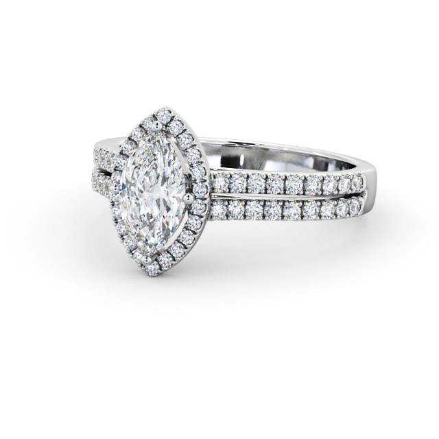Halo Marquise Diamond Engagement Ring 18K White Gold - Redmond ENMA36_WG_FLAT