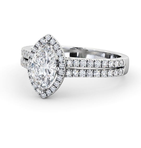 Halo Marquise Diamond Split Band Engagement Ring 18K White Gold ENMA36_WG_THUMB2 