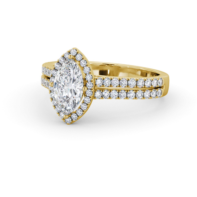 Halo Marquise Diamond Engagement Ring 18K Yellow Gold - Redmond ENMA36_YG_FLAT