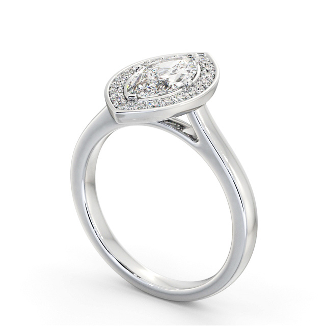 Halo Marquise Diamond Engagement Ring 18K White Gold - Nellie ENMA37_WG_SIDE