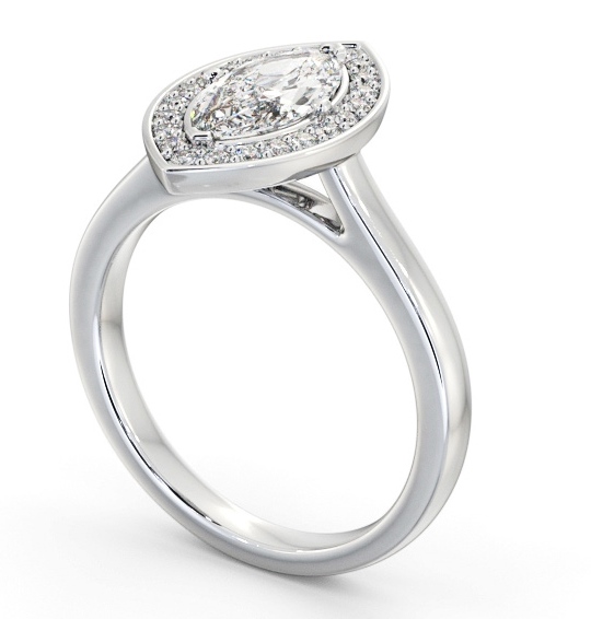 Marquise Diamond with A Channel Set Halo Engagement Ring Platinum ENMA37_WG_THUMB1 