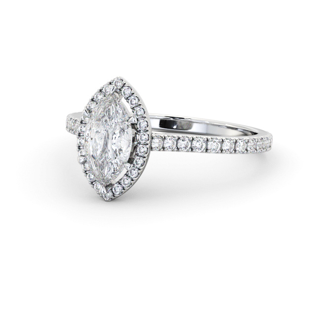 Halo Marquise Diamond Engagement Ring 18K White Gold - Harlow ENMA38_WG_FLAT