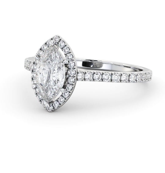 Halo Marquise Diamond Engagement Ring with Diamond Set Supports 18K White Gold ENMA38_WG_THUMB2 