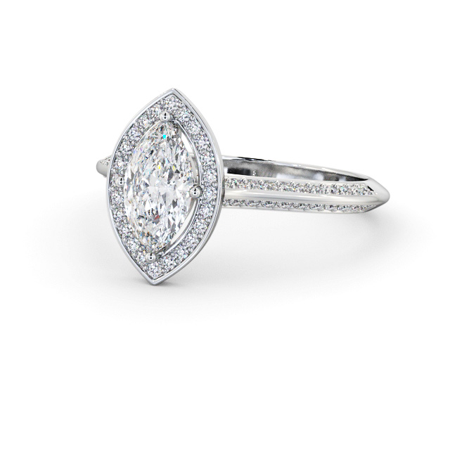 Halo Marquise Diamond Engagement Ring 18K White Gold - Alderney ENMA39_WG_FLAT