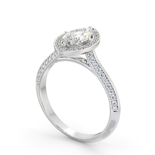 Halo Marquise Diamond Engagement Ring 18K White Gold - Alderney ENMA39_WG_SIDE