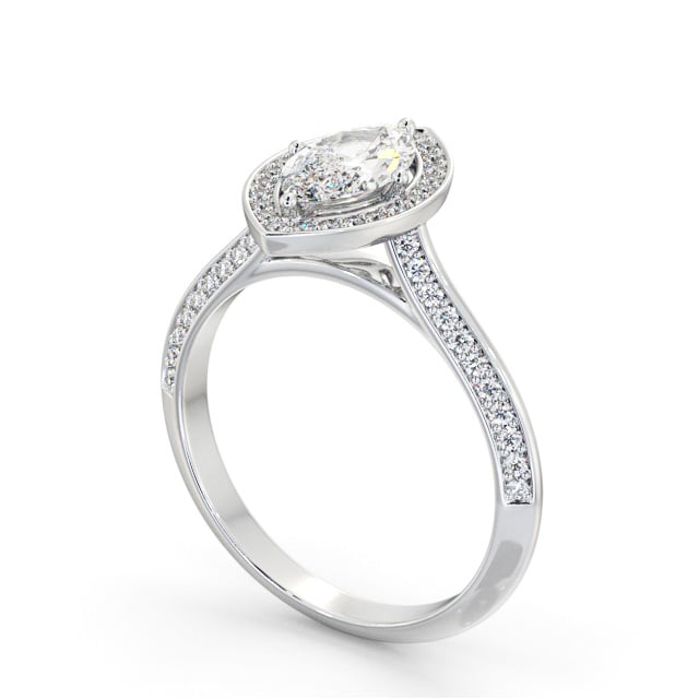 Halo Marquise Diamond Engagement Ring Platinum - Alderney ENMA39_WG_SIDE