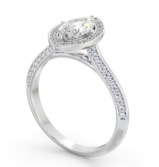 Halo Marquise Diamond with Knife Edge Band Engagement Ring 18K White Gold ENMA39_WG_THUMB1 