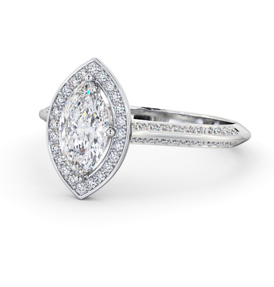 Halo Marquise Diamond with Knife Edge Band Engagement Ring 18K White Gold ENMA39_WG_THUMB2 
