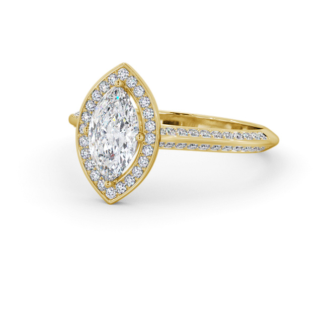 Halo Marquise Diamond Engagement Ring 9K Yellow Gold - Alderney ENMA39_YG_FLAT