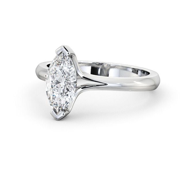 Marquise Diamond Engagement Ring 18K White Gold Solitaire - Hessay ENMA3_WG_FLAT