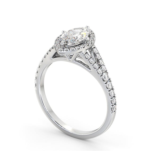 Halo Marquise Diamond Engagement Ring 18K White Gold - Agatha ENMA40_WG_SIDE