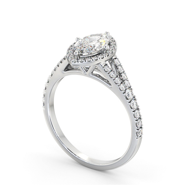 Halo Marquise Diamond Engagement Ring 9K White Gold - Agatha ENMA40_WG_SIDE