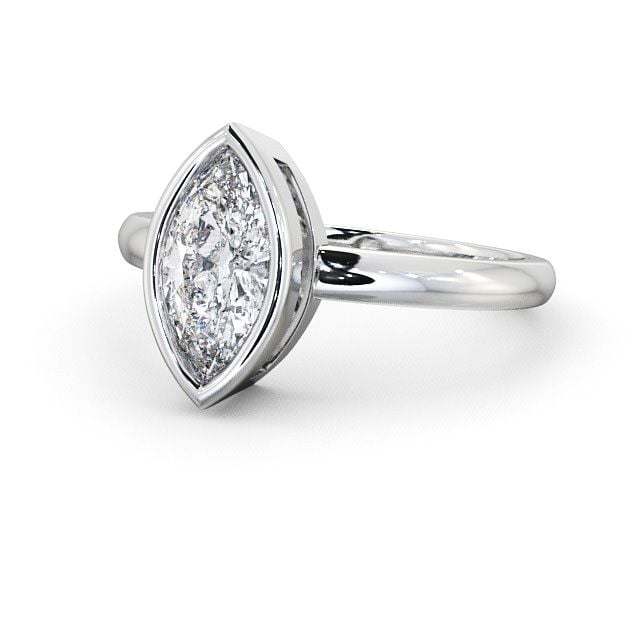 Marquise Diamond Engagement Ring Platinum Solitaire - Langley ENMA4_WG_FLAT
